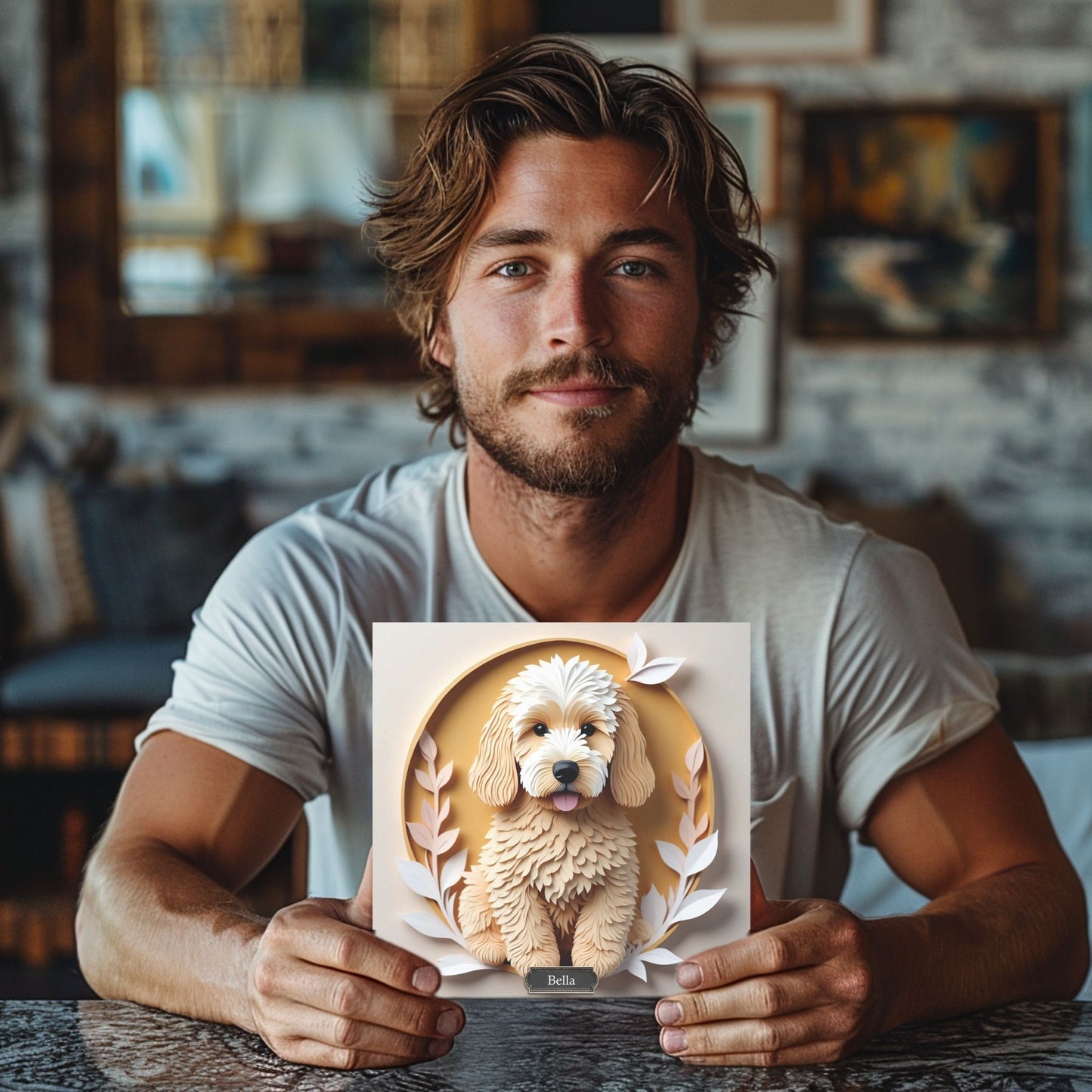 Labradoodle 3D Illusion Canvas Print With Name Personalization - Doodle Memorial Gift