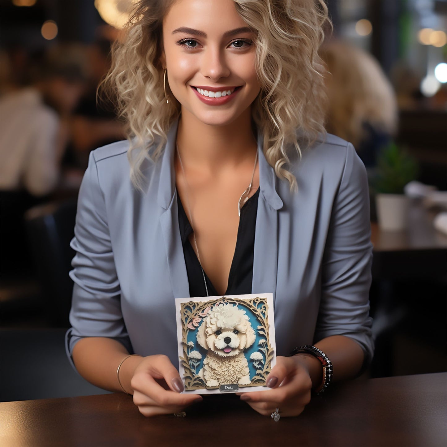 Bichon Frise Puppy Portrait - Papercut Imitation Dog Lover Canvas Print