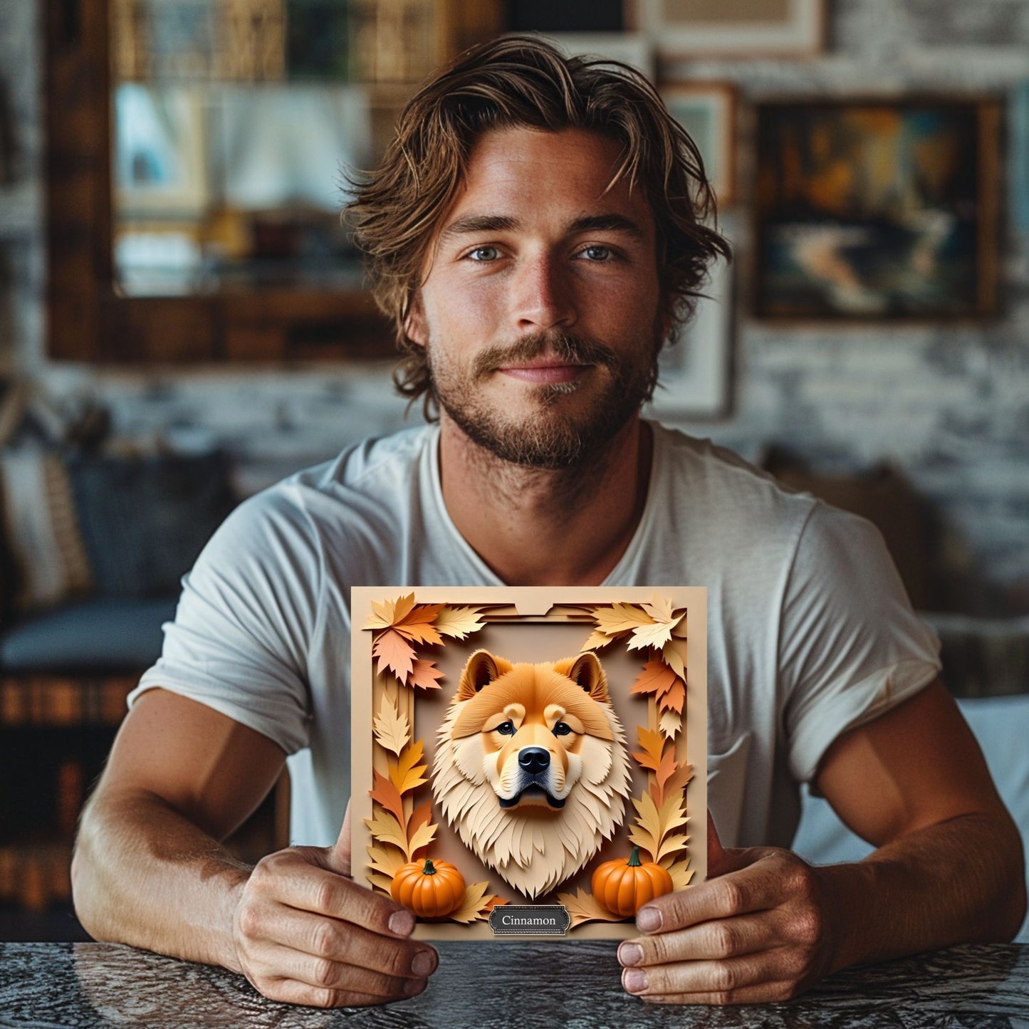 Chow Chow Autumn Wall Art - 3D Illusion Fall Pet Portrait