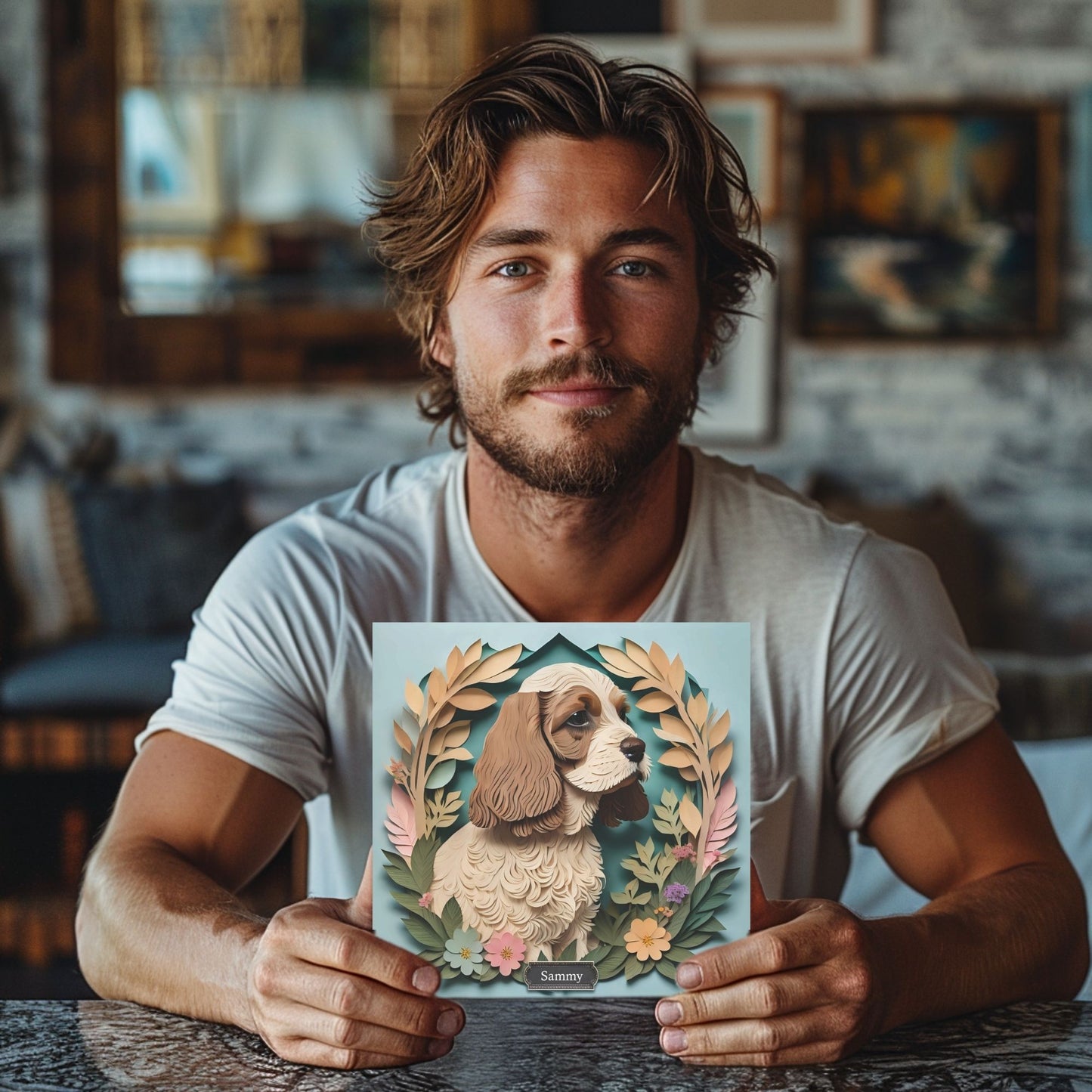 American Cocker Spaniel Portrait on Canvas - 3D Illusion Dog Lover Wall Art