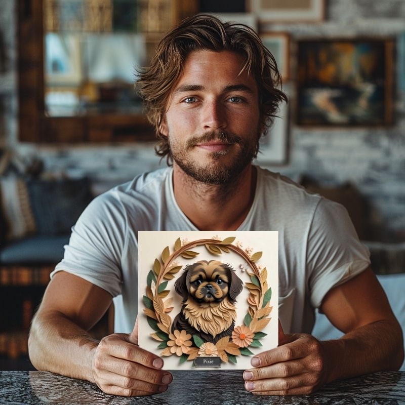 Brown and Tan Pekingese Dog Wall Art - Pekingese Dog Memorial Gift or Decor