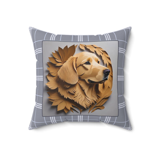 Golden Retriever Gray Plaid Pillow, Golden Retriever Gifts and Home Decor, Golden Retriever Owner Birthday or Housewarming Gift