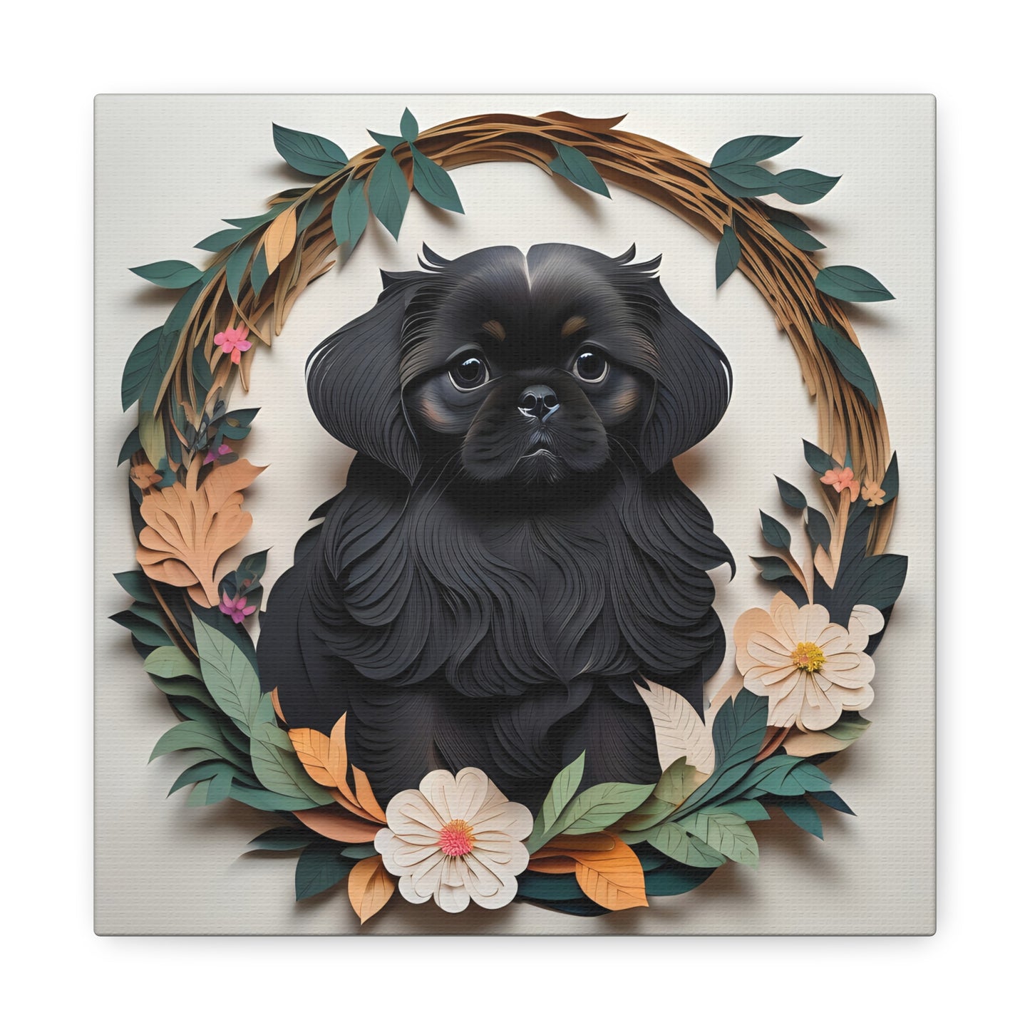 Black Pekingese Dog Wall Art -  Pekingese Dog Memorial Gift or Decor