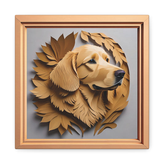 Golden Retriever Portrait in Brown Leaves - Retriever Memorial Gift
