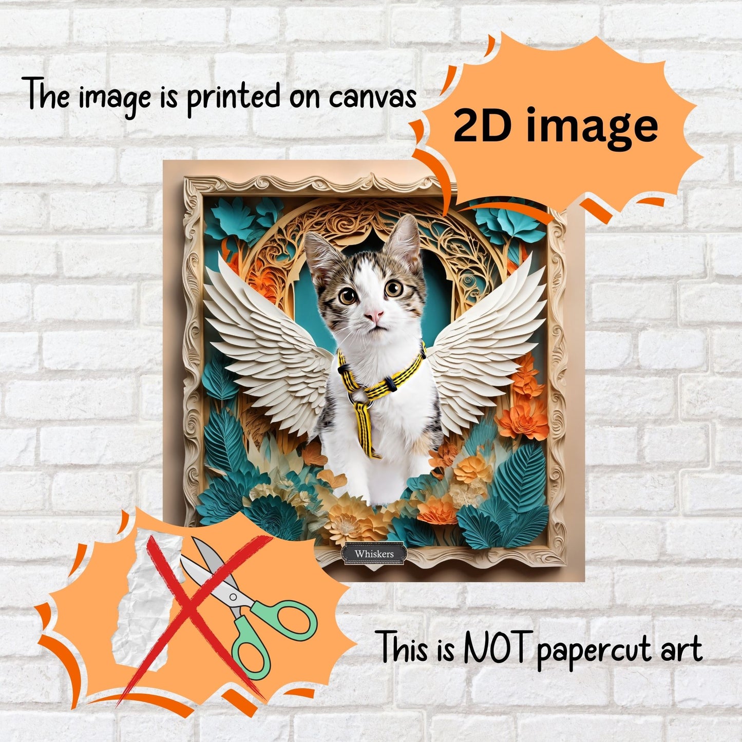 Custom Memorial Pet Portrait - Angelic Wings Design