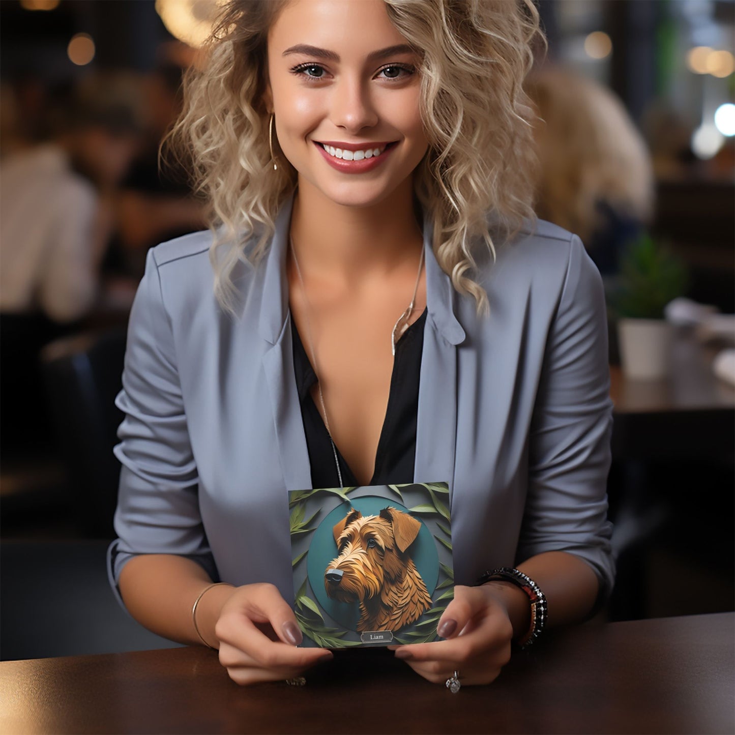 Airedale Terrier 3D Illusion Portrait Forest Theme