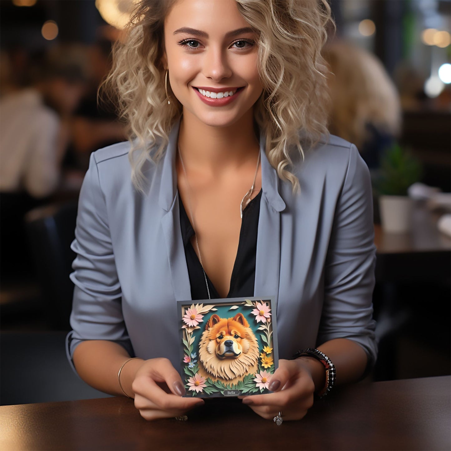 Chow Chow Floral Canvas -  Personalized Dog Name 3D Illusion Dog Decor