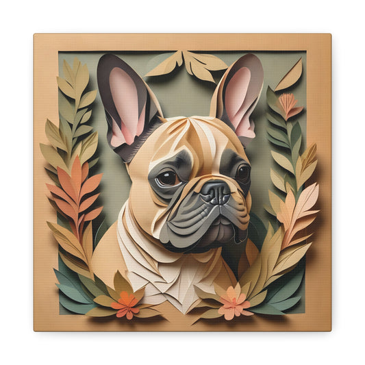Fawn French Bulldog Canvas Print - Memorial Frenchie Portrait,