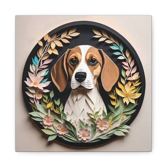 Beagle Portrait in Circular Vignette with Name Personalization, Beagle Lover Perfect Gift, Unique Beagle Mom Dad Gift, Beagle Memorial