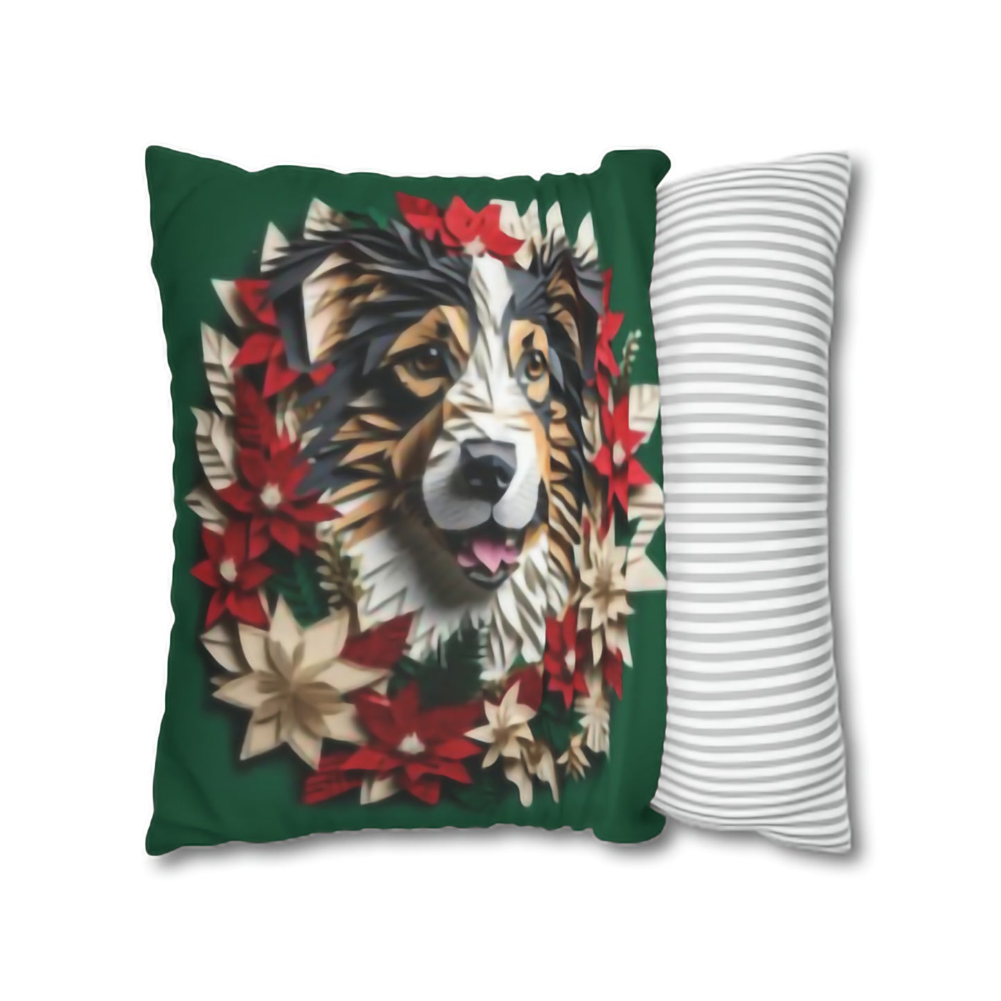 Australian Shepherd Holiday Pillow or Pillowcase, Thanksgiving and Christmas Reversible Square Pillow or Pillowcase