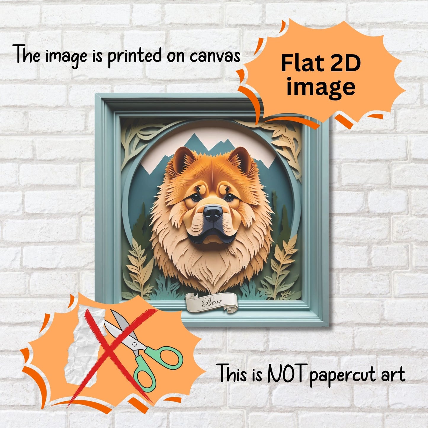 Chow Chow Mountain Scene Wall Art - Personalized Dog Name Pet Portrait