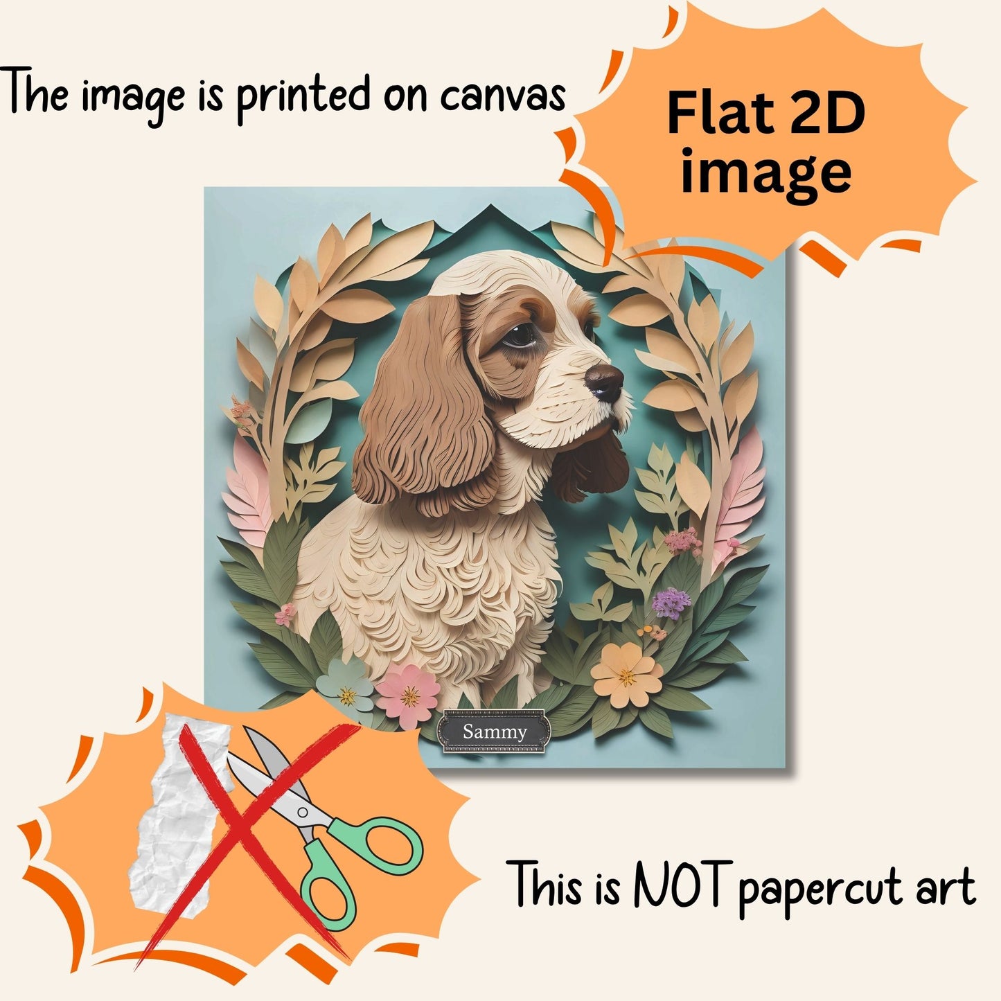 American Cocker Spaniel Portrait on Canvas - 3D Illusion Dog Lover Wall Art