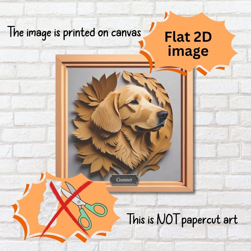 Golden Retriever Portrait in Brown Leaves - Retriever Memorial Gift