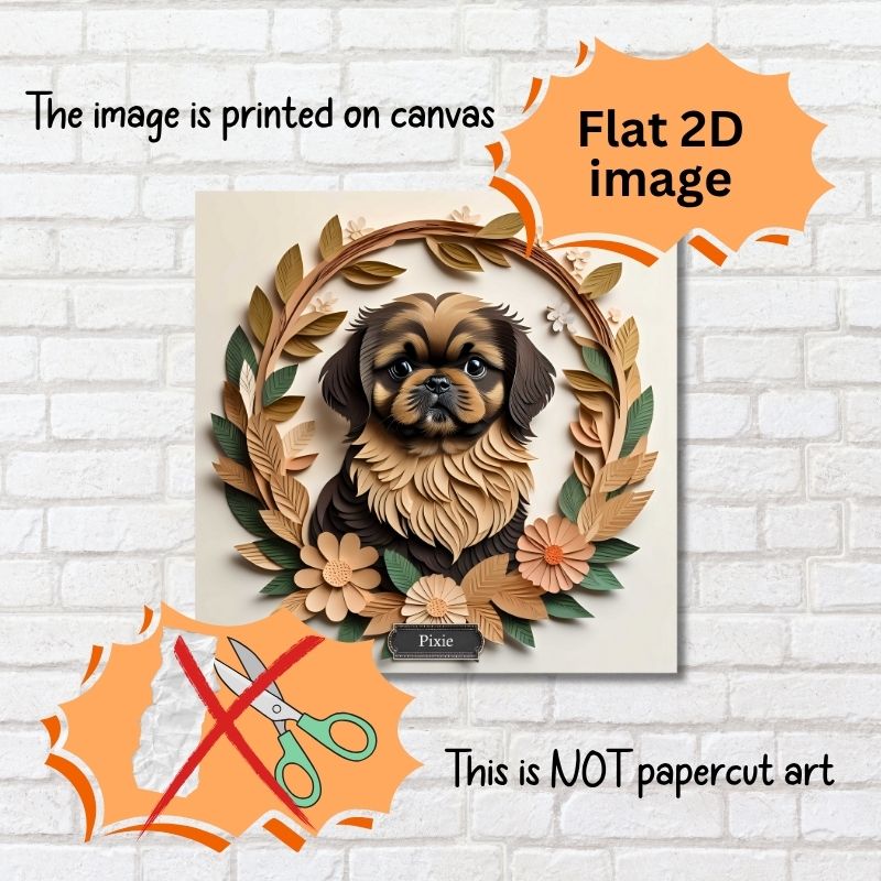 Brown and Tan Pekingese Dog Wall Art - Pekingese Dog Memorial Gift or Decor