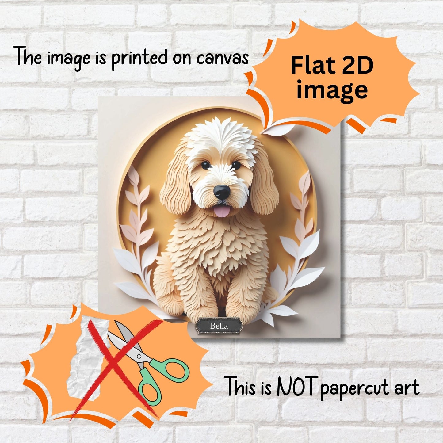 Labradoodle 3D Illusion Canvas Print With Name Personalization - Doodle Memorial Gift