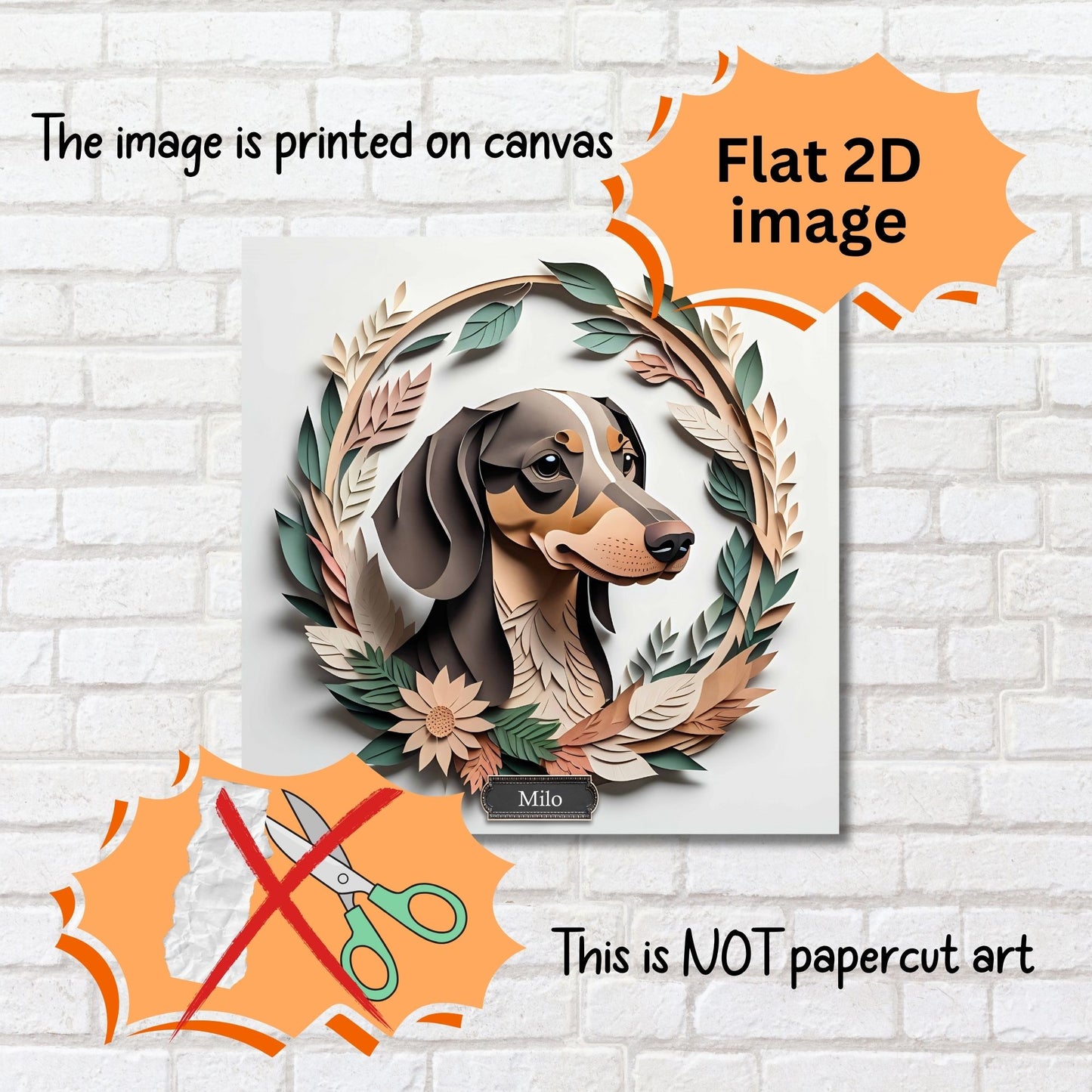 Dachshund Leafy Floral Wall Art - Dachshund Mom Gift or Dog Owner Decor