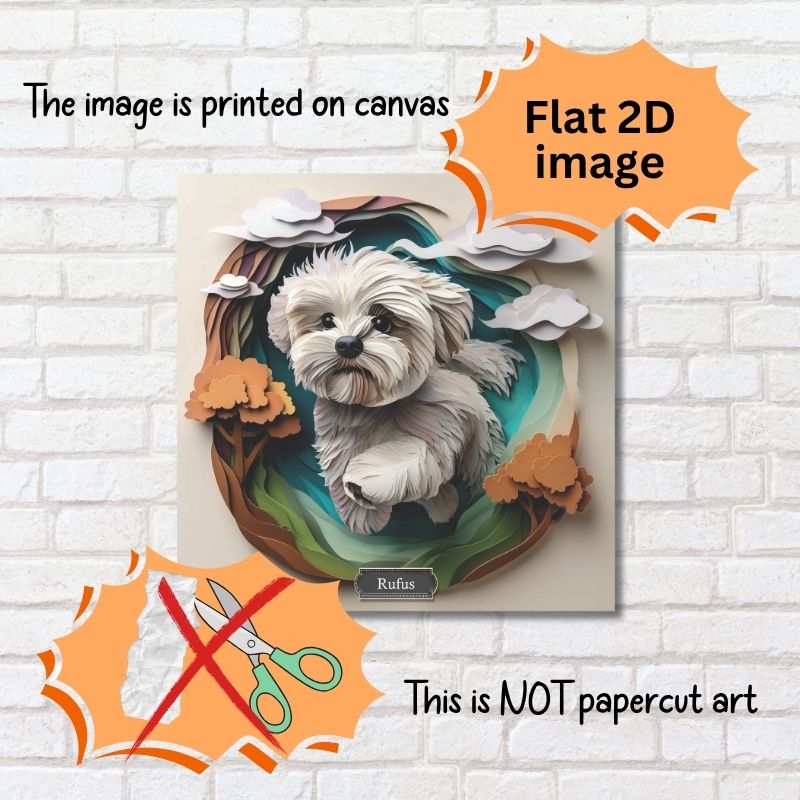 Maltese Dog Running Art - Personalized Maltese Decor