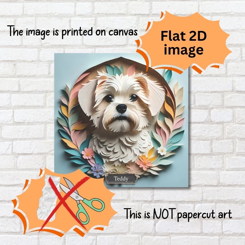 Custom Maltese Dog Print - 3D Illusion Pet Portrait
