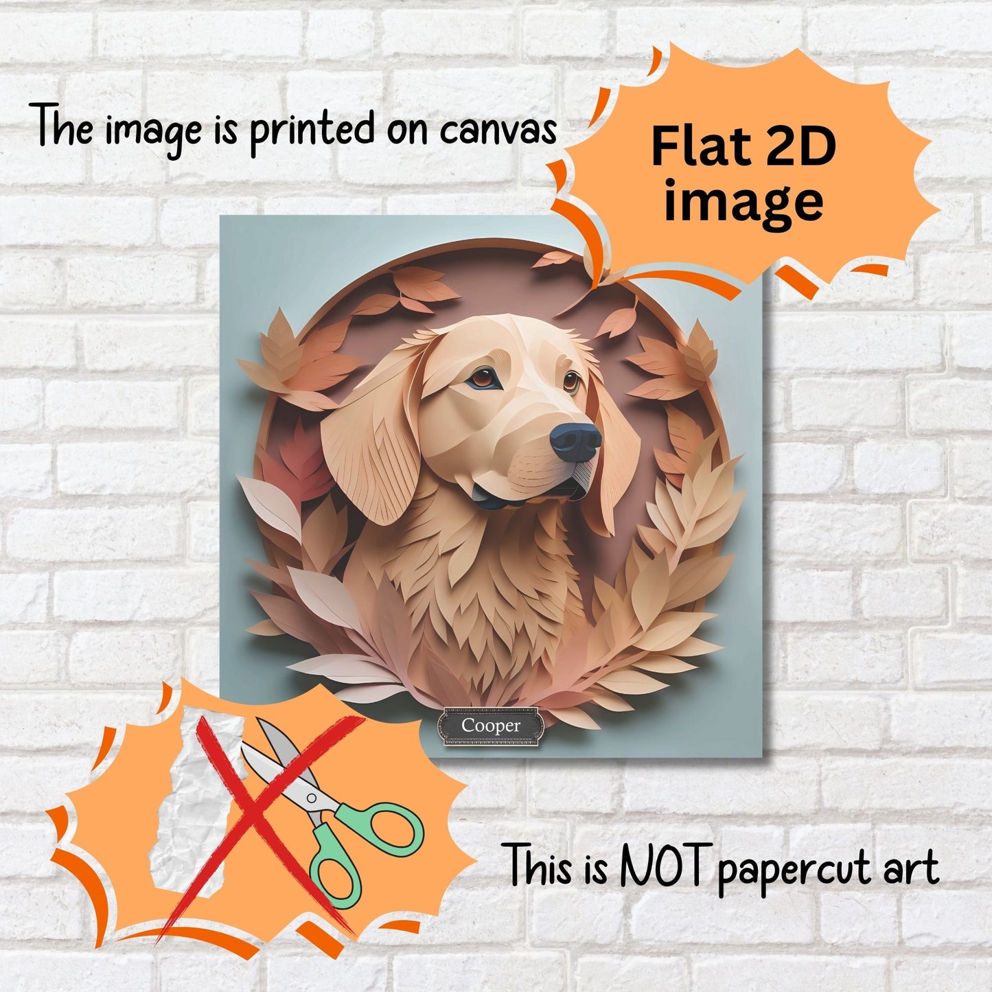 Golden Retriever Portrait in Brown Leaves - Golden Retriever Memorial Canvas