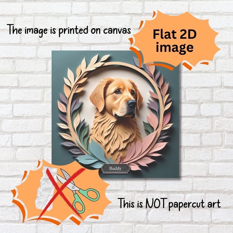 Golden Retriever Floral Wall Art Personalized Dog Name Print
