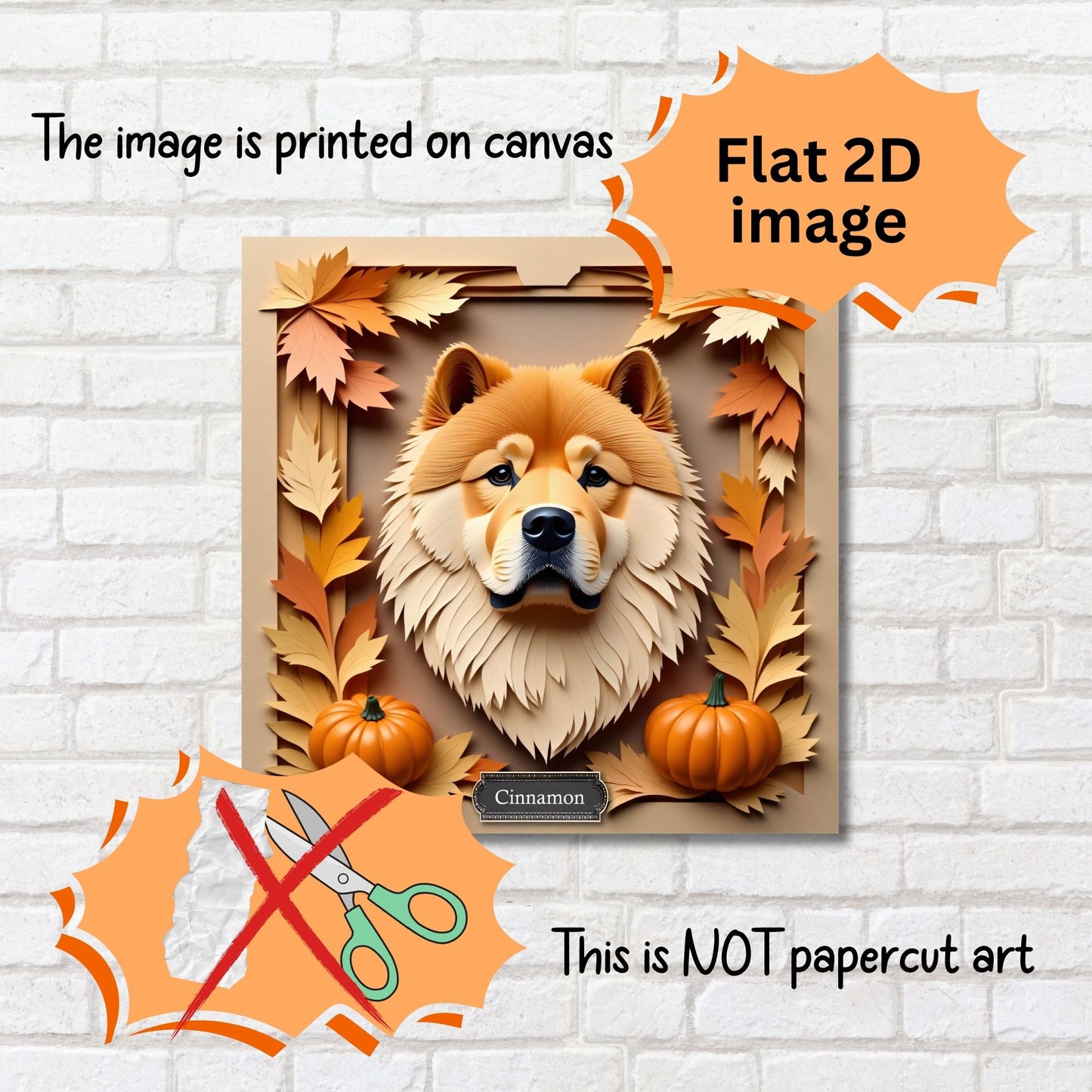 Chow Chow Autumn Wall Art - 3D Illusion Fall Pet Portrait