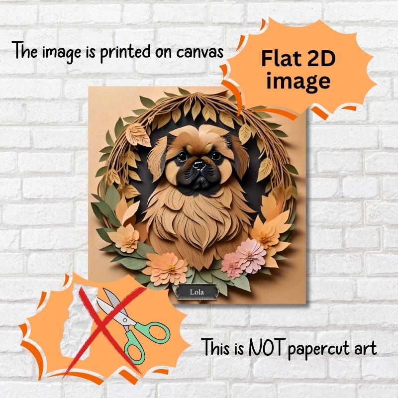 Brown Pekingese Dog Wall Art - Pekingese Dog Memorial Gift or Decor