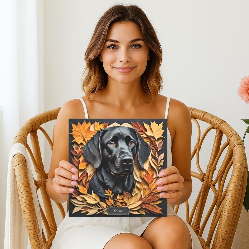 Black Lab Fall Art - 3D Illusion Labrador Retriever Memorial Gift