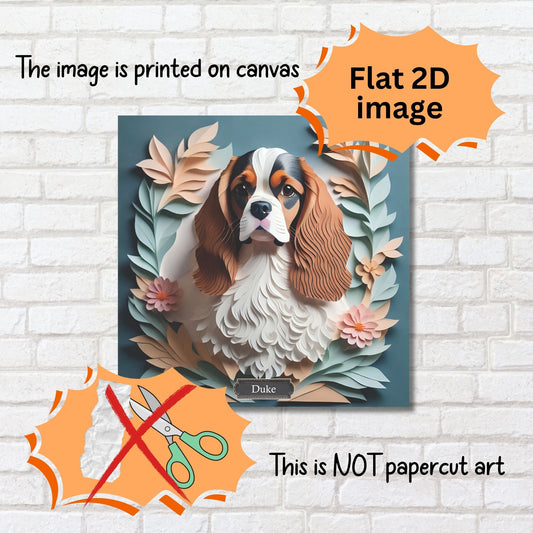 Cavalier King Charles Spaniel Canvas Print -  Name Personalization Cavalier Memorial