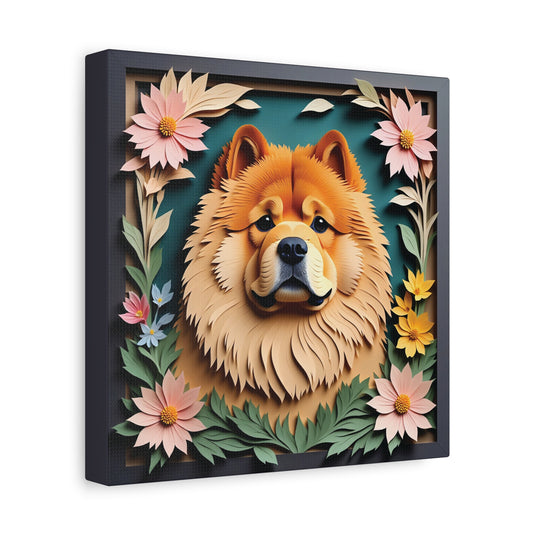 Chow Chow Floral Canvas -  Personalized Dog Name 3D Illusion Dog Decor