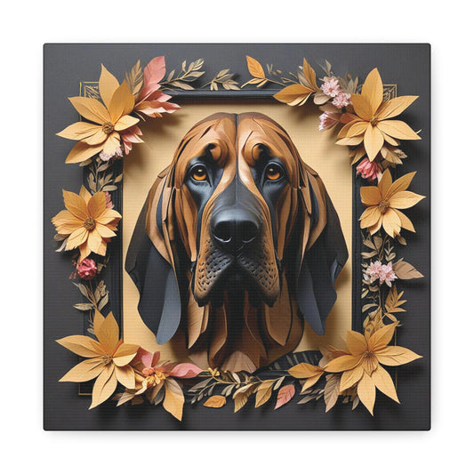 Golden Bloodhound Canvas Print Wall Art  -  3D Illusion Dog Portrait
