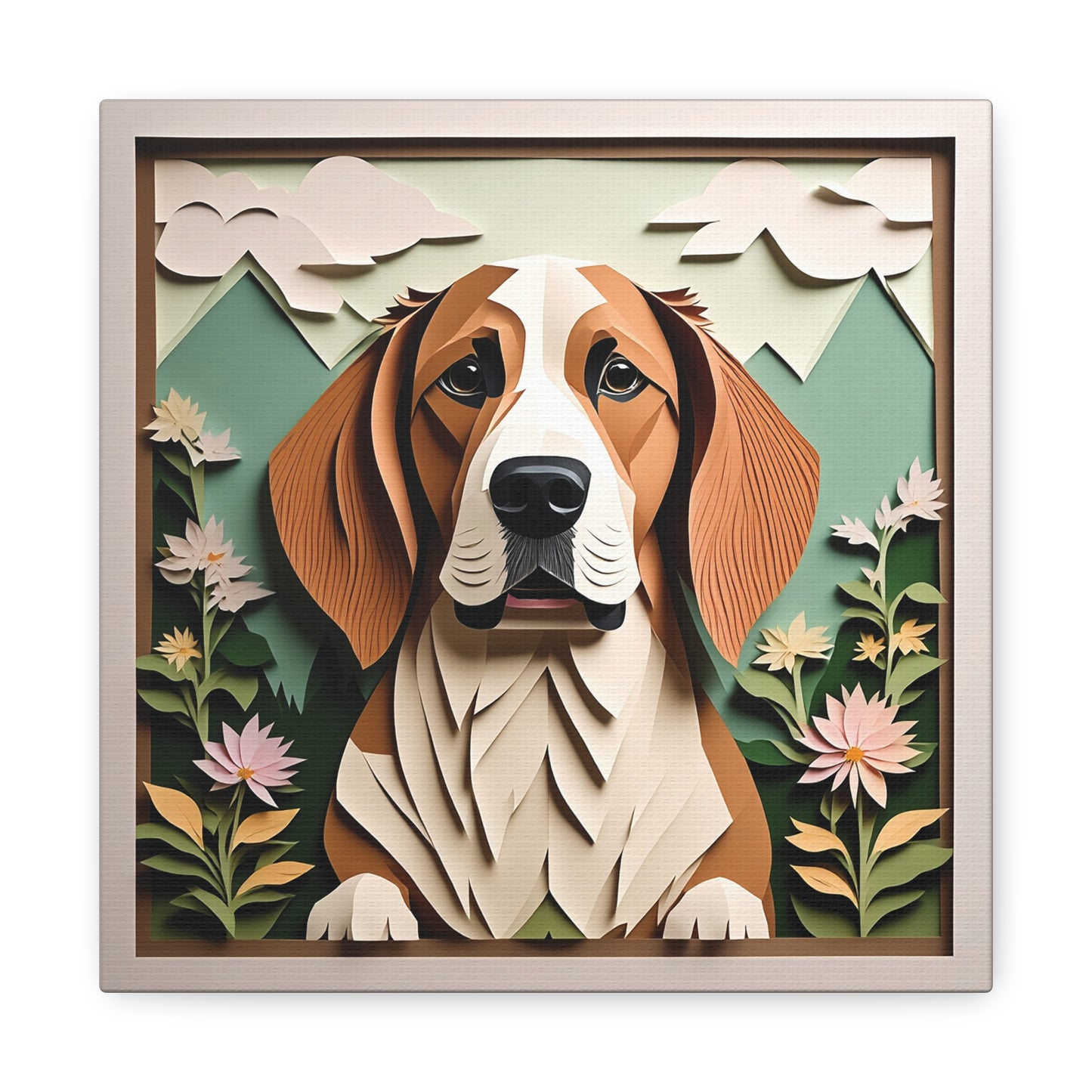 Basset Hound 3D Illusion Print Wall Art - Personalized Dog Name Canvas