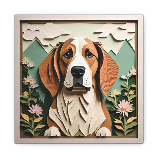 Basset Hound 3D Illusion Print Wall Art - Personalized Dog Name Canvas