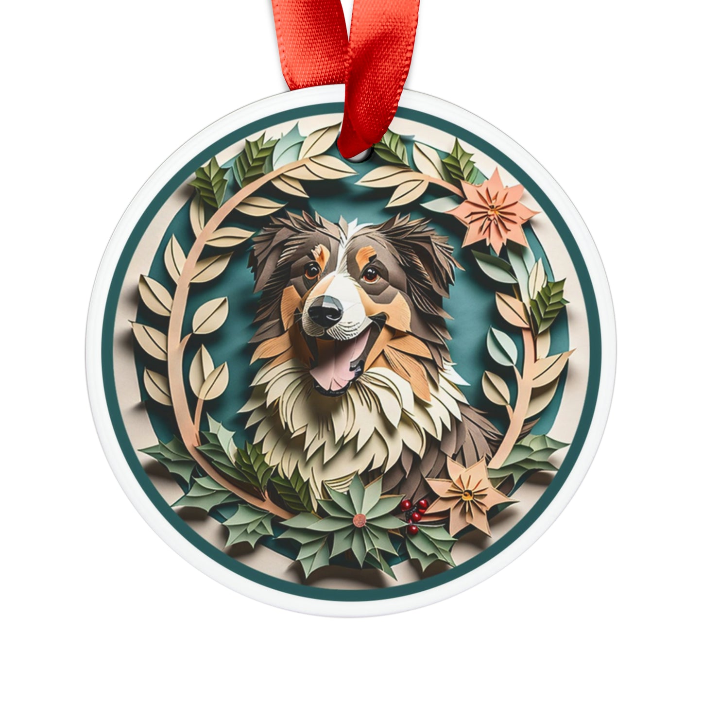 Custom Australian Shepherd Christmas Ornament - Two-Sided Acrylic Holiday Decor