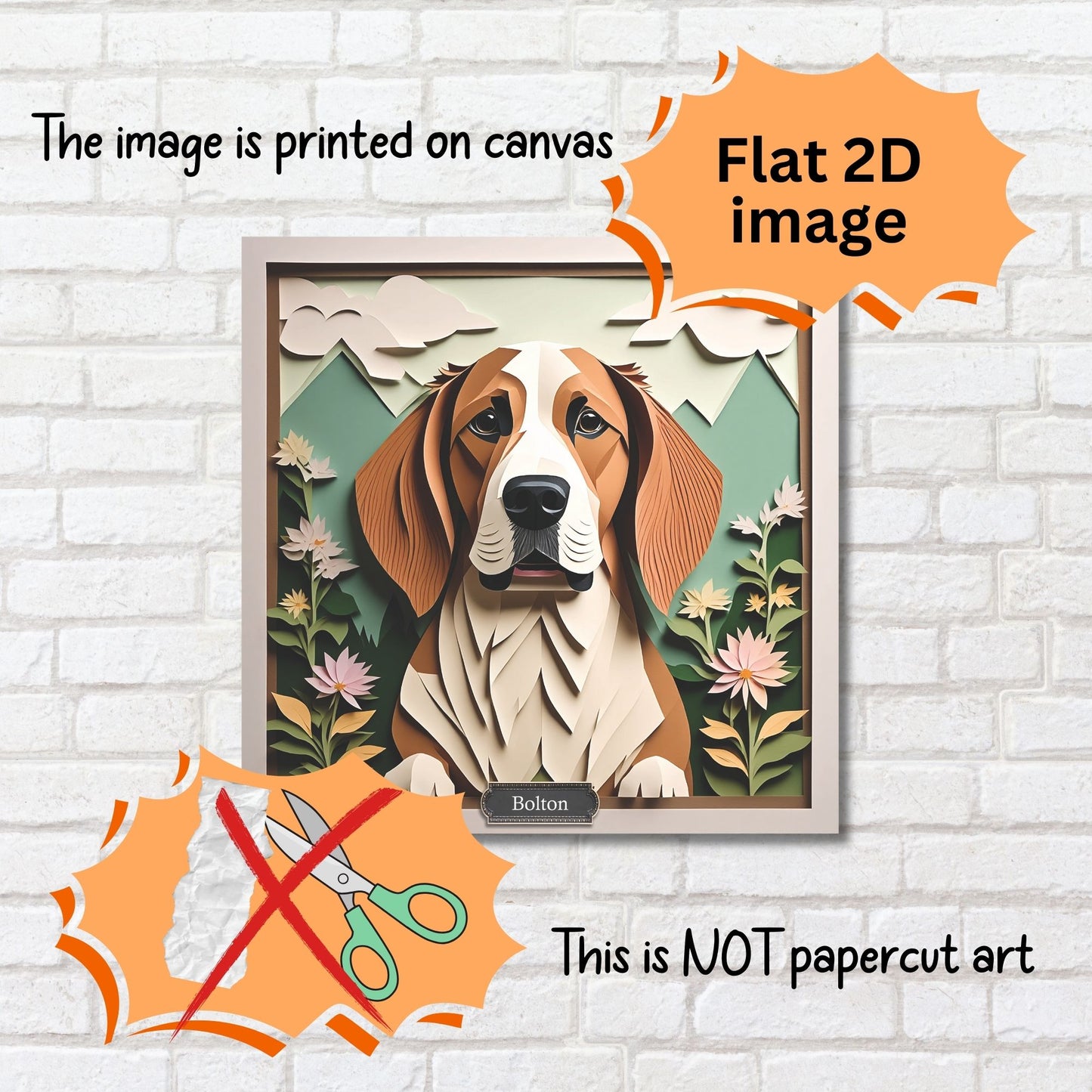 Basset Hound 3D Illusion Print Wall Art - Personalized Dog Name Canvas