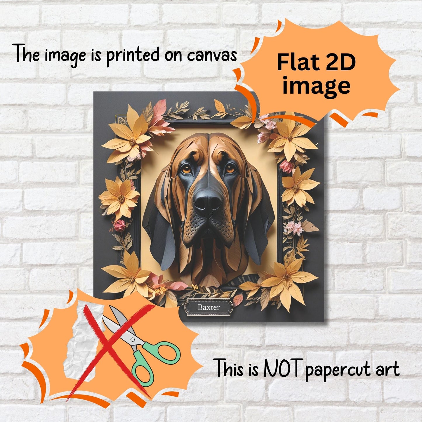 Golden Bloodhound Canvas Print Wall Art  -  3D Illusion Dog Portrait