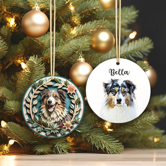 Custom Australian Shepherd Christmas Ornament - Two-Sided Acrylic Holiday Decor