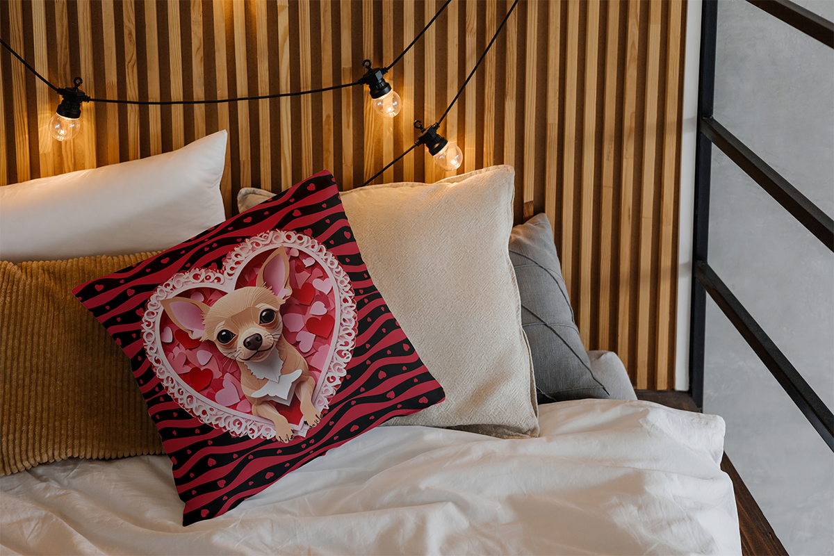 Fawn Chihuahua Valentine's Day Gift Square Polyester Pillow - Valentine's Home Decor