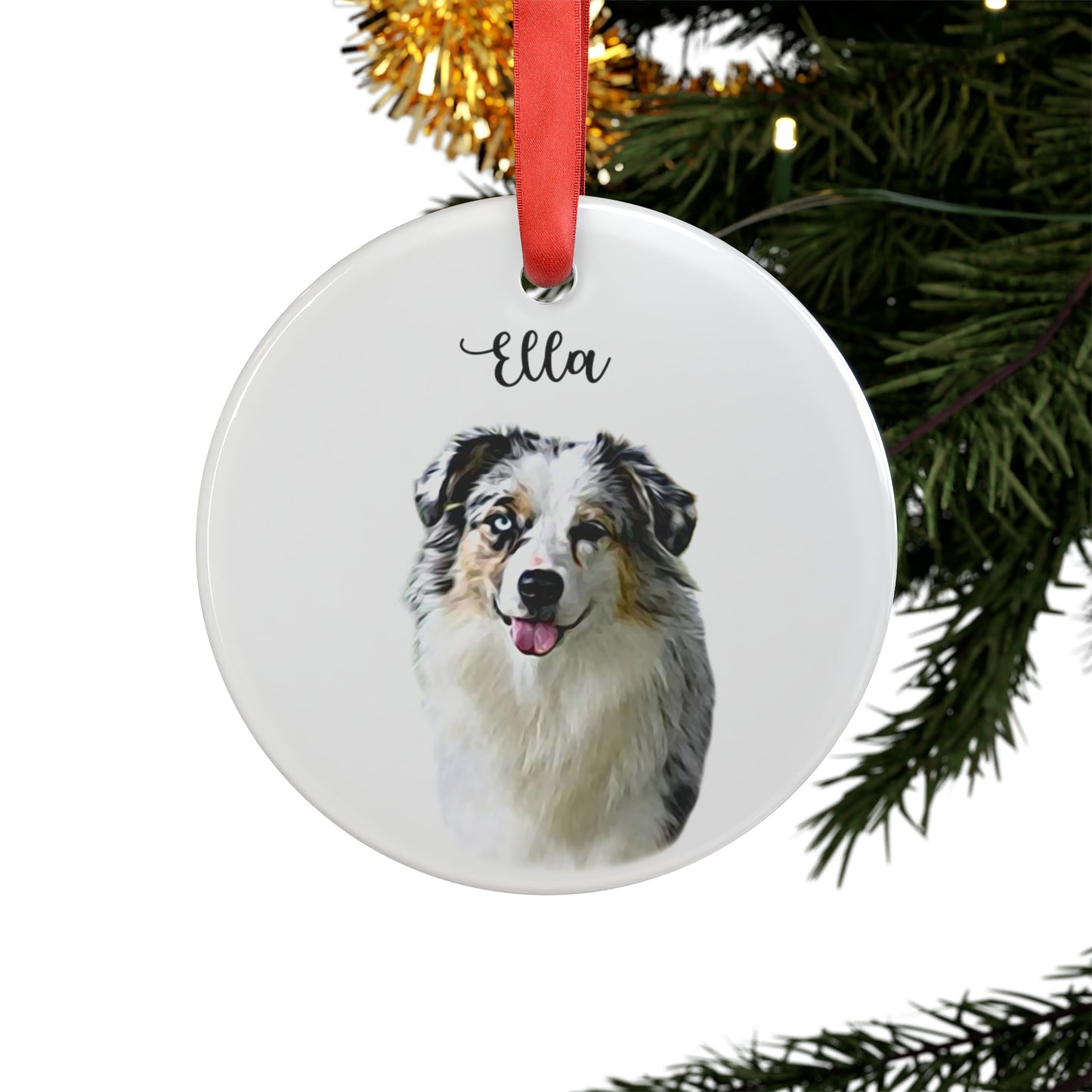 Custom Australian Shepherd Christmas Ornament - Two-Sided Acrylic Holiday Decor
