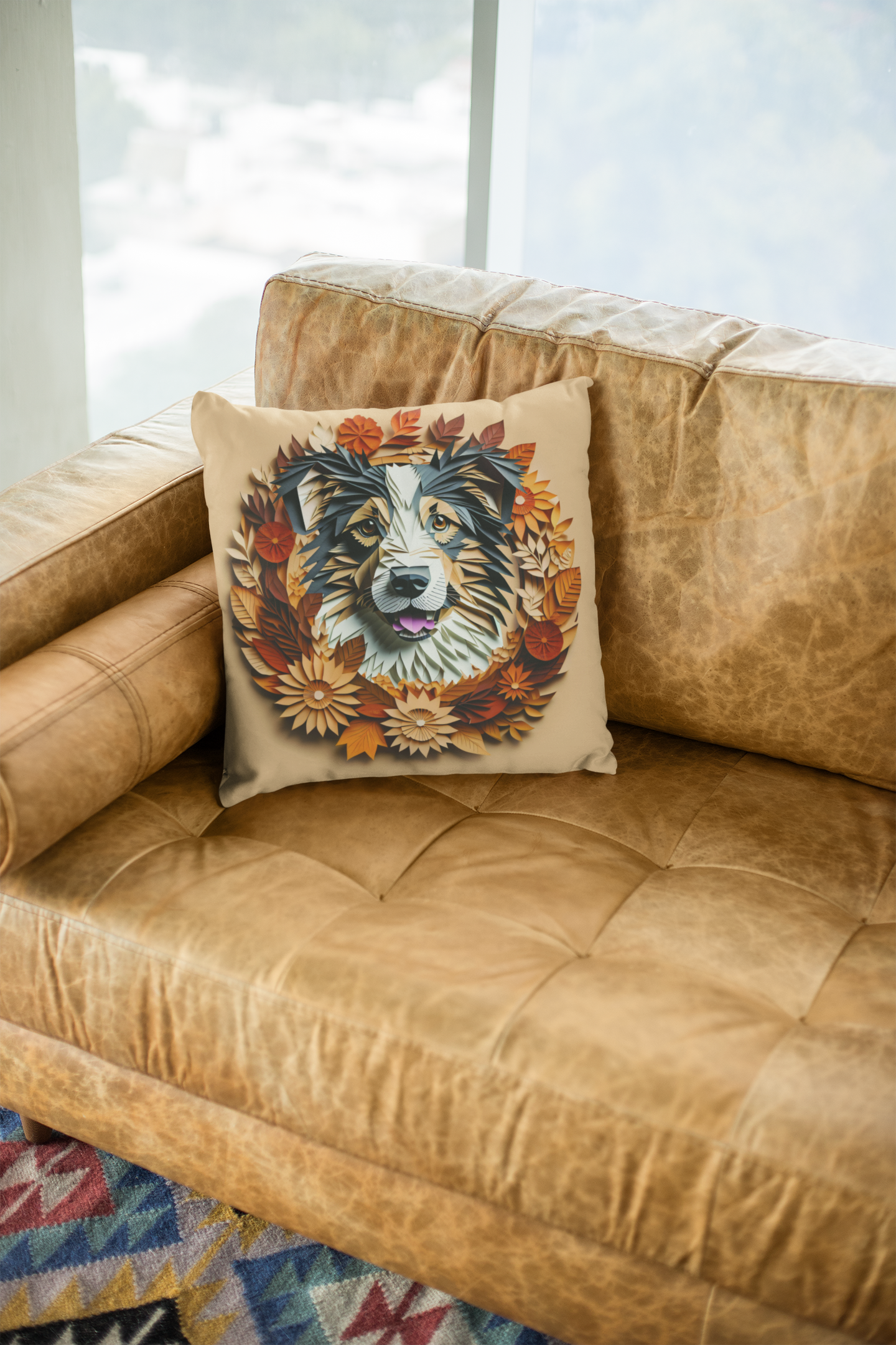 Australian Shepherd Holiday Pillow or Pillowcase, Thanksgiving and Christmas Reversible Square Pillow or Pillowcase
