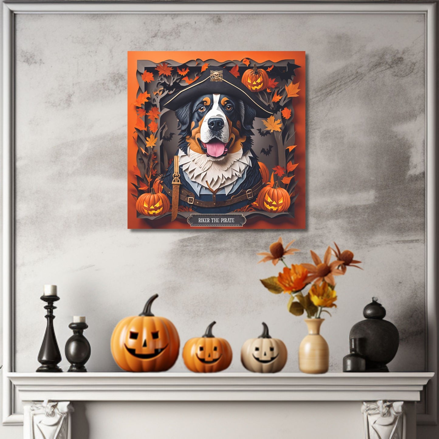 Bernese Mountain Dog Halloween Canvas Print