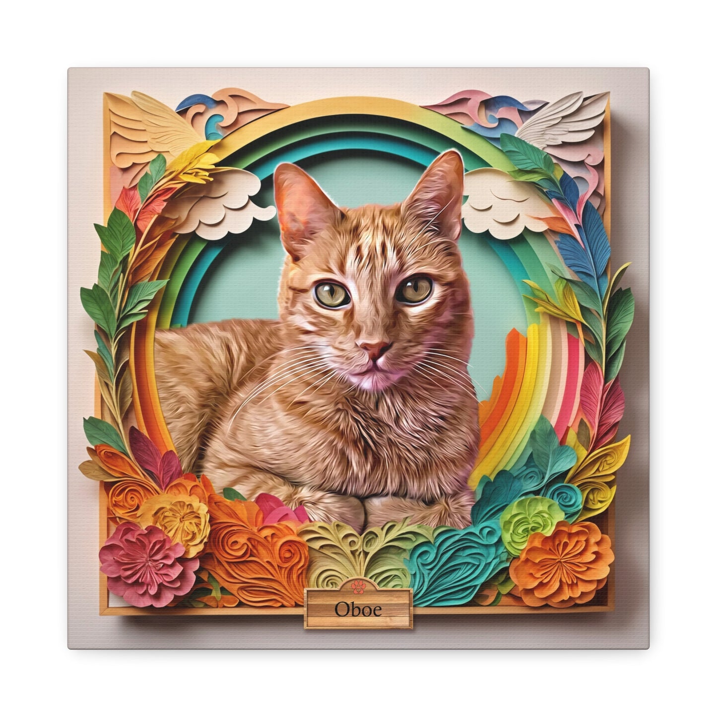Custom Memorial Pet Portrait, Over the Rainbow Bridge Pet Loss Gift