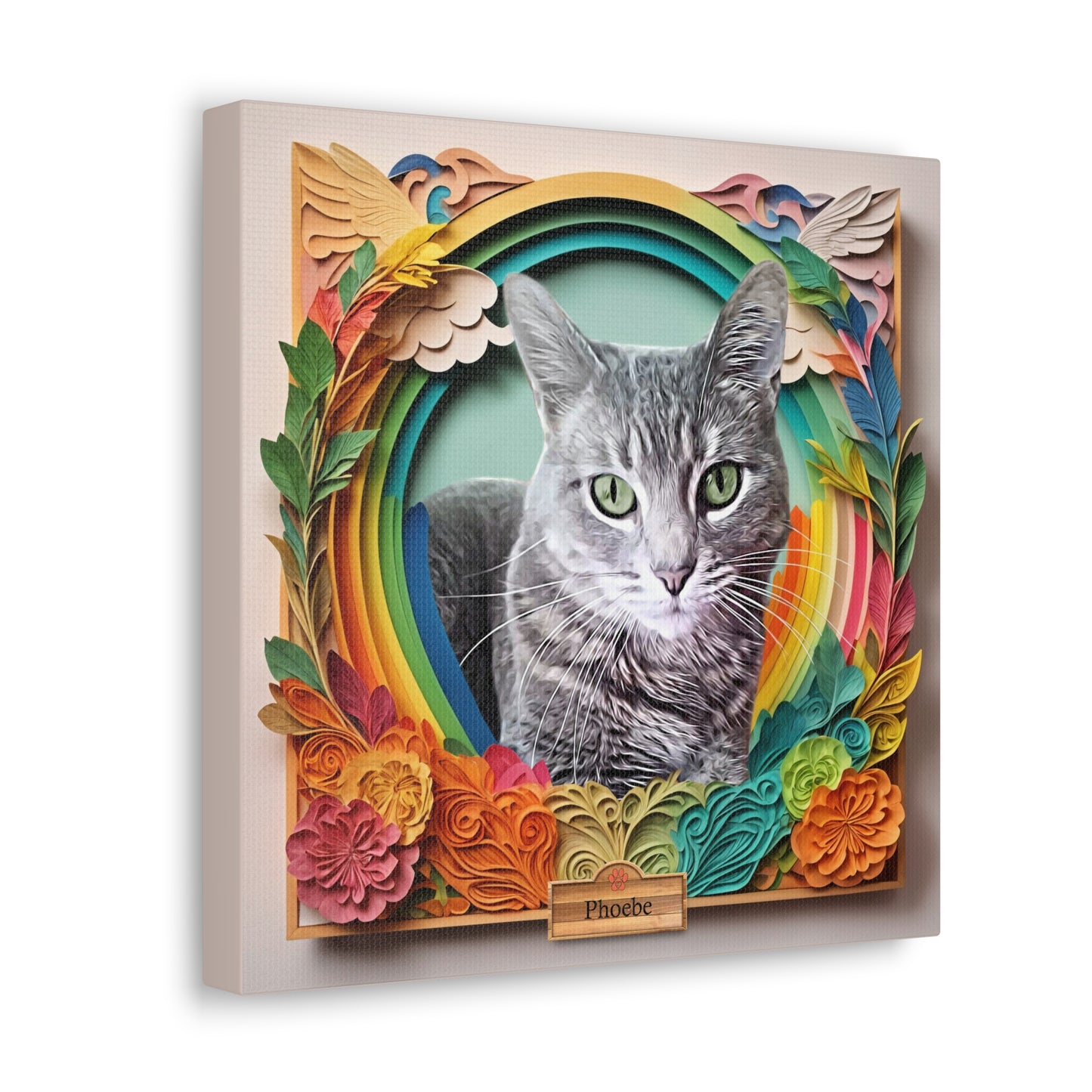 Custom Memorial Pet Portrait, Over the Rainbow Bridge Pet Loss Gift