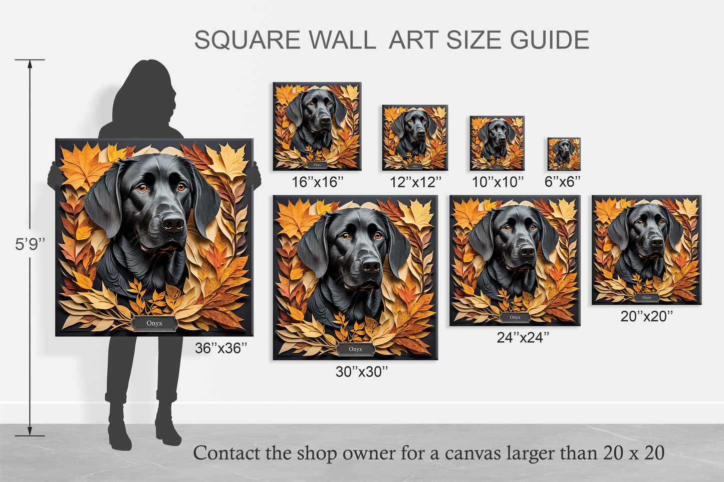 Black Lab Fall Art - 3D Illusion Labrador Retriever Memorial Gift