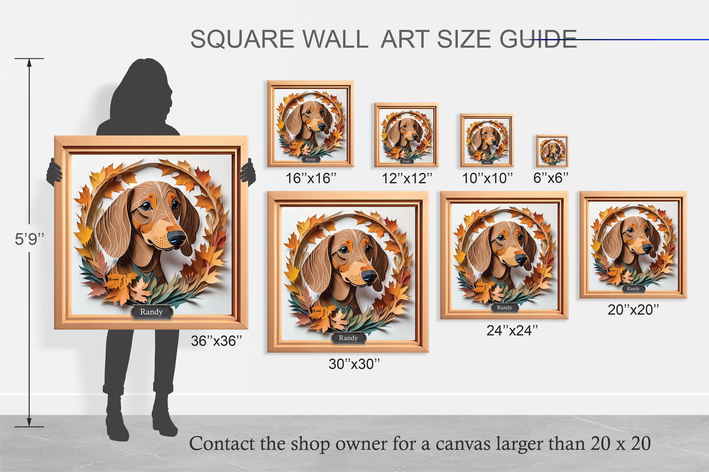 Dachshund Portrait on Canvas - Doxie Lover Gift for Dachshund Mom or Dad - Seasonal Dog Decor