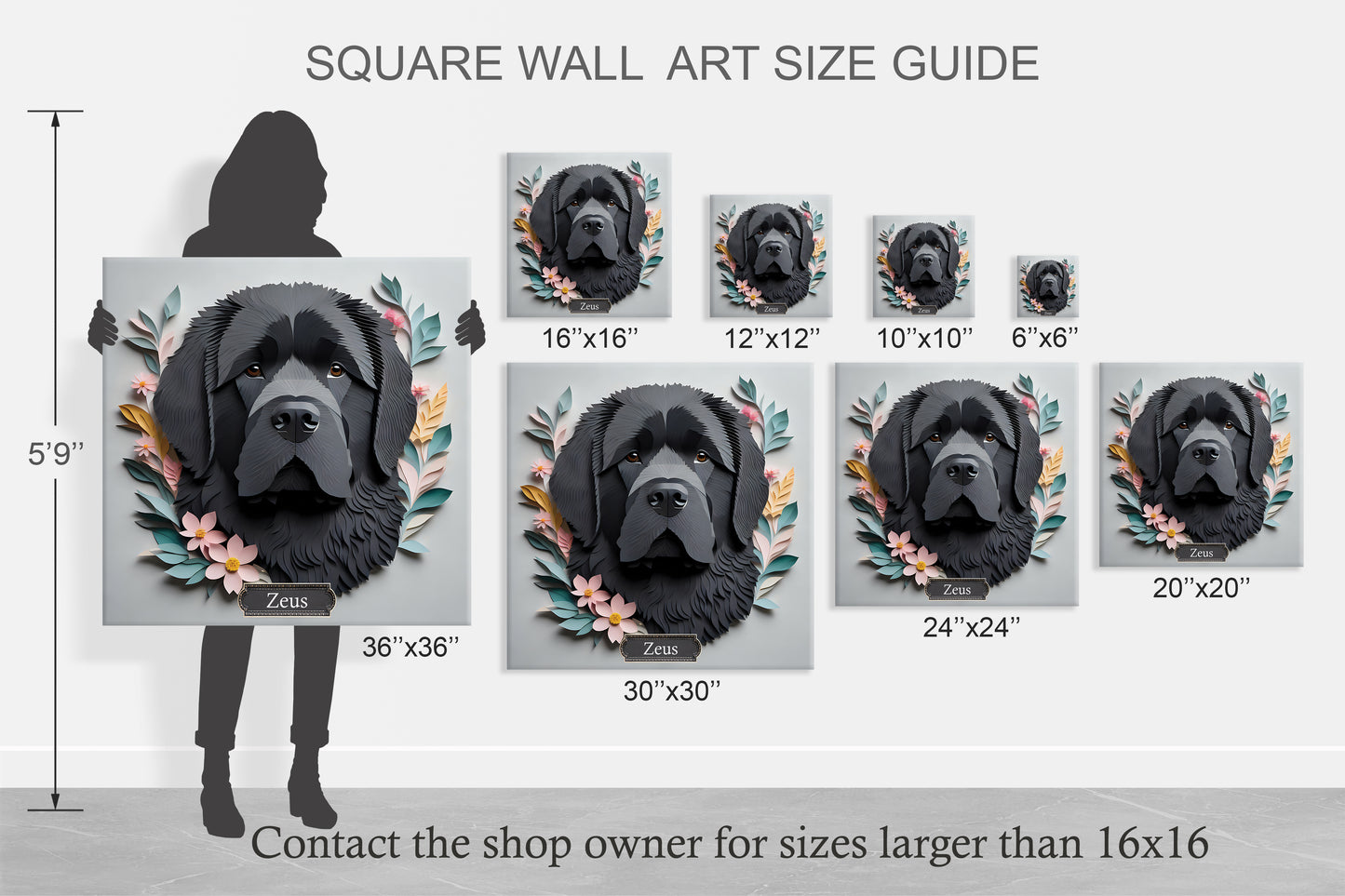 Newfoundland Dog Portrait Canvas Print - Newfie Mom or Dad Gift - Newfoundland Memorial Gift