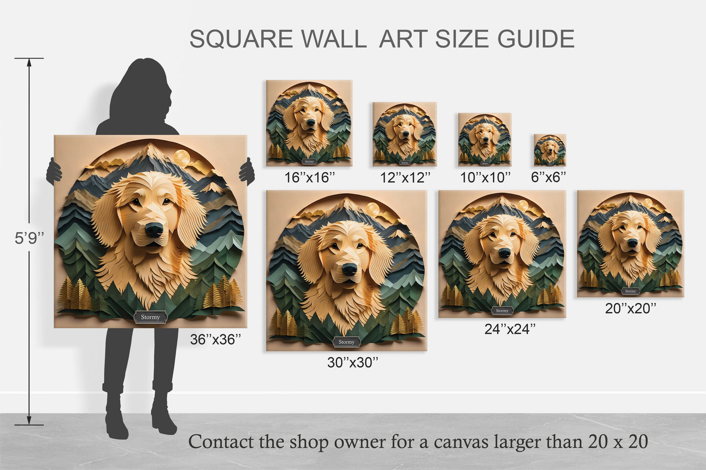 Yellow Labrador Mountain Setting Memorial Canvas or Wall Decor