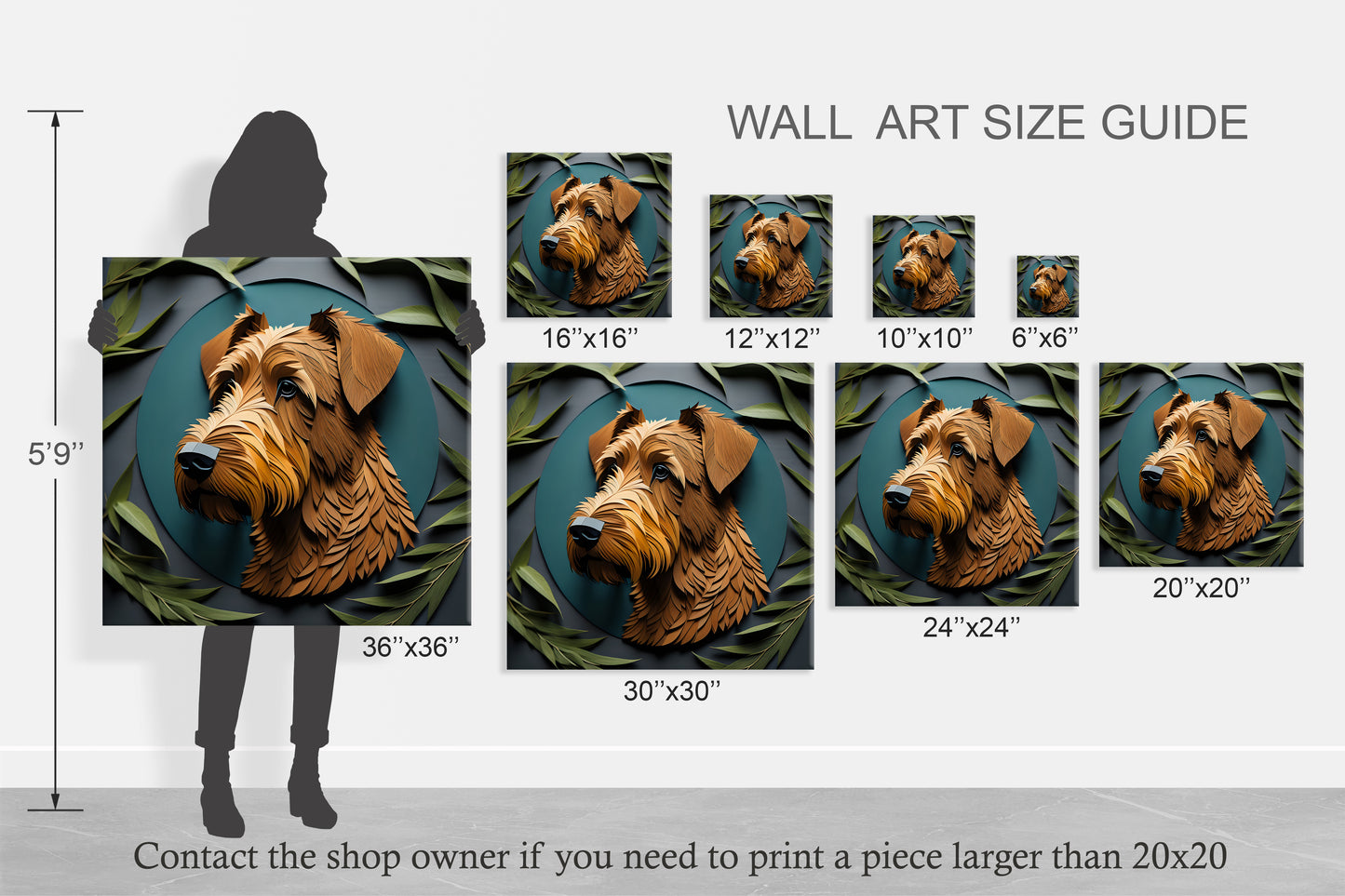 Airedale Terrier 3D Illusion Portrait Forest Theme