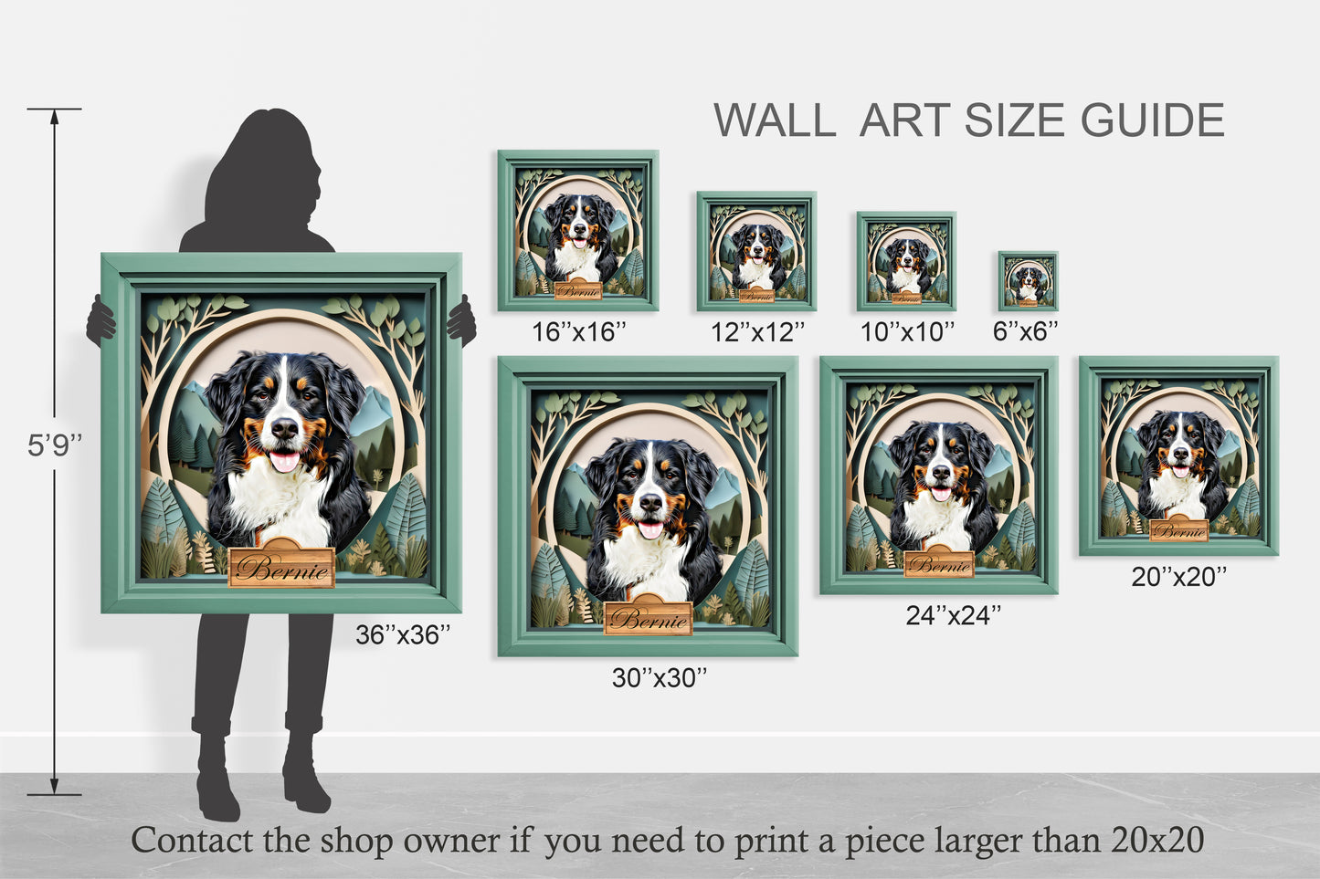 Custom Airbrushed Pet Portrait - Mountain Theme