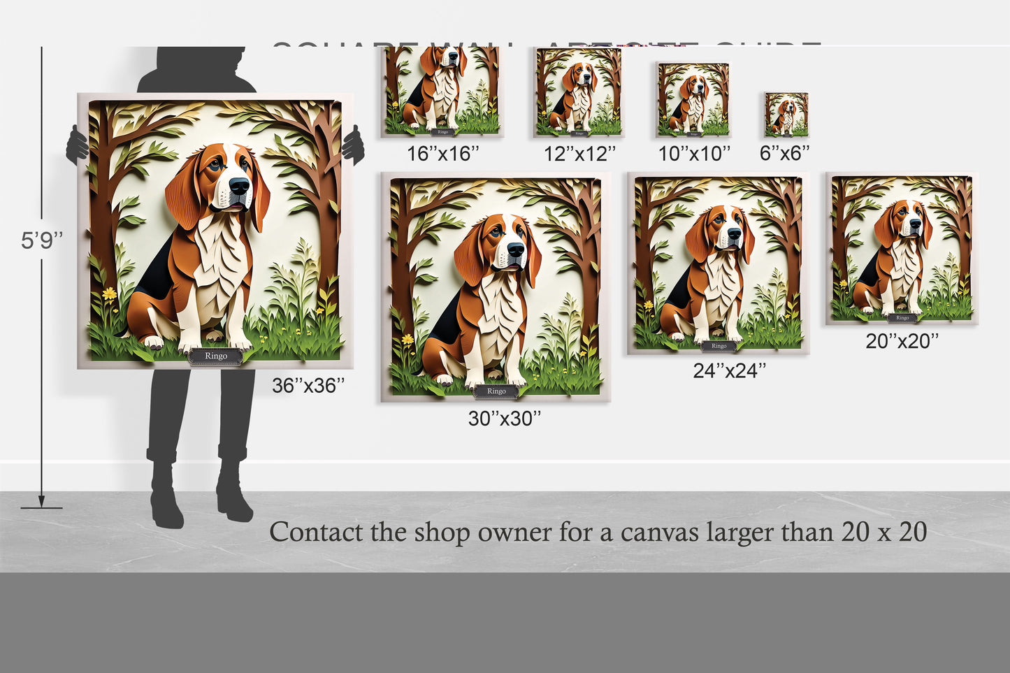 Personalized Basset Hound Canvas  - Craft Inspired Wall Art for Dog Lover