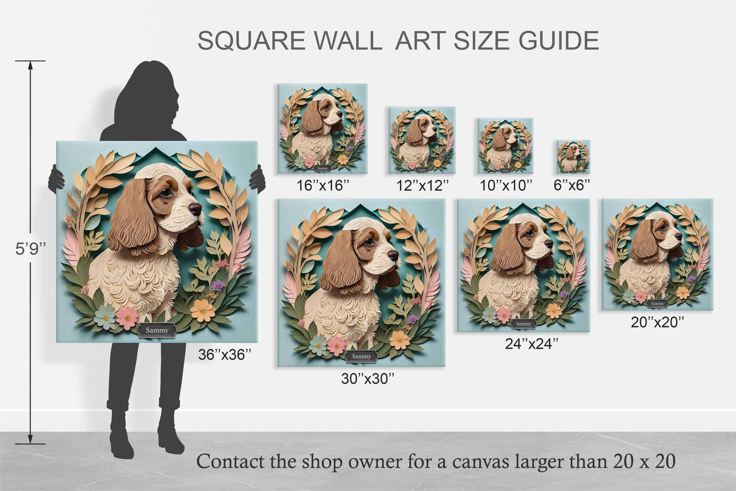 American Cocker Spaniel Portrait on Canvas - 3D Illusion Dog Lover Wall Art